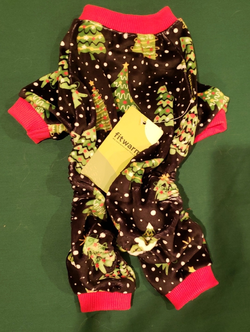 Dog Outfit with Christmas Tree Pattern